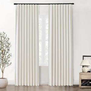 SHINELAND Beige Cream Black Out Curtains 84 Inches Long for Bedroom Windows with Hook,Mid Century Modern Curtains for Living Room，52w X 84l 2 Panels Set Ivory White Blackout Curtains for Bedroom