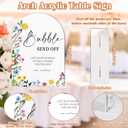 Acrylic Wedding Signs Bubble Send off Sign for Reception, 6x8" Floral Themed Arch Acrylic Table Decor, Love Is In Bloom Decorations for Bridal Shower Engagement Party