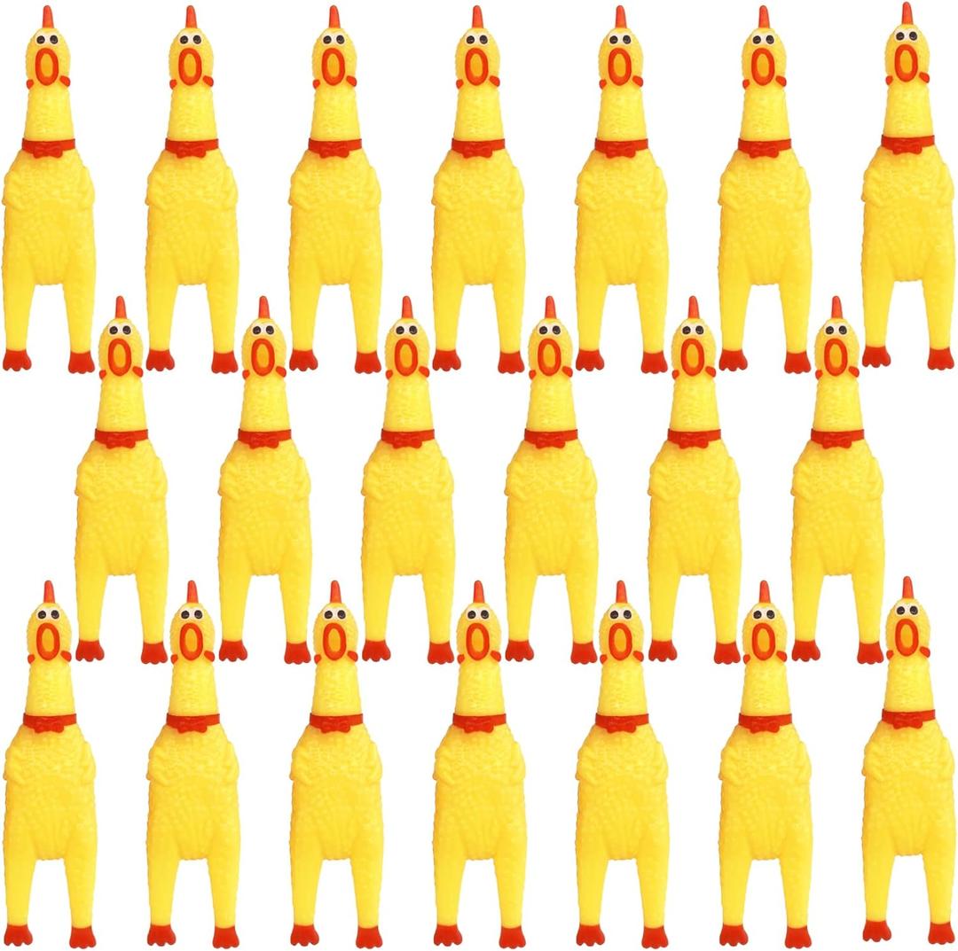 20 Pcs Rubber Chicken,Screaming Chicken,Squeeze Chicken,Yellow Rubber Squawking Dog Toys,Prank Novelty Noise Toy