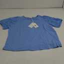 GRACE KARIN Womens Short Sleeve Tops Blouses Casual Puff Sleeve Loose Fit Tunic Tee Shirts Trendy Crewneck Dressy Work Shirts Blue XL