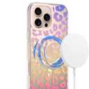 SAKUULO Magnetic for iPhone 16 Pro Max Case Colourful Leopard Print Pattern [Compatible with MagSafe] [with Screen Protector] Wireless Charge Strengthen Protection Cover, Colourful Leopard (6.9")