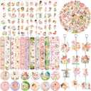 98PCS Party Favors - Woodland Fairy Decorations with Slap Bracelets, Stickers, Badges, Keychains, Tattoos for First Birthday Party Supplies