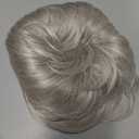 EMMOR Short Silver Grey Human Hair Wigs Blend with Healthy Memory Fiber Pixie Curly Wig With Bang,Natural Daily Use Hair (Color 101#)