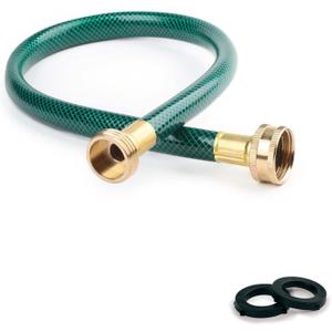 2FT Leader Hose for Garden Connector: Flexible PVC Short Water Hose with Brass Fittings for Hose Reel RV Water Filter Pressure Washer and Outdoor Faucet Connection