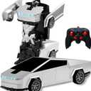 Remote Control Car Cyber-Inspired Transformer Toys Cars 2.4Ghz One-Button Deformation 360 Rotation Drift Rc Car Robot Rc Truck Toys for 4 5 6 7 8+ Years Old Boy Toys (Silver)