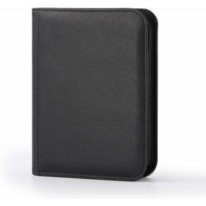 4 Pocket Trading Card Binder, Ringless Card Binder with Zipper for TCG and Sport Cards Collections, Holds 160 Cards with Side-Loading Pages, Black