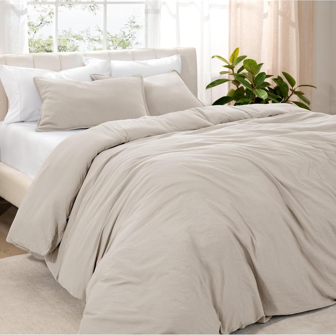 Bare Home Microfiber Duvet Cover Set - Ultra Soft Washed Microfiber - King/California King - Linen-Like Look - Easy Care - Breathable Fabric - Our Softest Duvet Cover Set (King/Cal King, Fog)