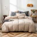 Luxlovery Cream Coffee Comforter Set Queen Beige Khaki Bedding Comforter Set Solid Dark Champagne Blanket Quilts Ultra Soft Breathable Taupe Color Bed Set