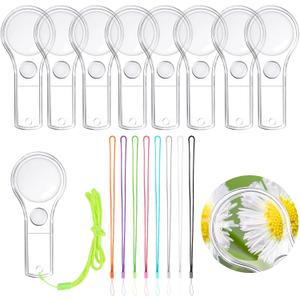 48Pcs Magnifying Glass for Kids Plastic Magnifier 5X Mini Hand Lens with 48 Lanyards for Science Class Reading Party Outdoor Observation Activity IRCHLYN