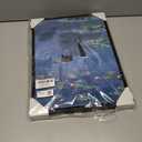 Gwindrise Framed Wall Art Painting: Black Cat in Water Lily Pond, 12x16-Inch, Monet Wall Art Vintage Prints, Cute Home Decor (Blue)