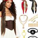 Pirate Accessories Set for Women, 25PCS Pirate Costume Kit with Scarves Eye Patches for Halloween Cosplay Fair