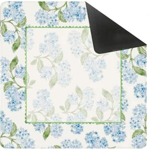 Blue Hydrangea Floral Mahjong Mat for Table 31.5 X 31.5 in, Gifts for Mahjong Players, Grandmillennial Blue Flower Cottagecore Anti-Slip Table Cover Tablecloth for Poker Board Card Tile Game