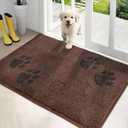 PURRUGS Dirt Trapping Door Mat 32" x 47", Non-Skid/Slip Machine Washable Microfiber Entrance Rug, Shoes Scraper, Dog Doormat, Super Absorbent Floor Mat for Muddy Wet Shoes and Paws, Brown