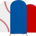 3 Pcs Classic Baseball Arch Backdrop Stand Cover Spandex Fitted Sports Theme Birthday Arch Cover 4ft, 5ft, 6ft Photo Background Props for Birthday Party Decoration