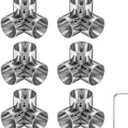 uxcell 6Pcs Stainless Steel Elbow Corner Cross Pipe Connectors, 3 Way End Rails Clamp with Wrench, 1" Fit Pipe Dia, Silver