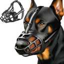 Dog Muzzle, Breathable Basket Muzzles for Small Medium Large Sized Dogs, Adjustable Humane Cage Mouth Cover for Scavenging Grooming Biting Chewing, Allows Panting and Drinking(Soft Rubber, S)