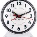 Westclox Keywound Analog Alarm Clock, Loud Bell Alarm, Manual Wind Up, No Batteries or Electricity Required (White, 4.5" x 4.25")