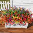 Artificial Flowers for Outdoors UV Resistant, 14 Bundles Fake Flowers Daisy with Lavender Faux Outdoor Plants Silk Flower for Outside Planters Patio Porch Window Garden Yard Spring Summer Decoration