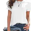 KevaMolly Basic T Shirts for Women UPF 50+ Short Sleeve Casual Summer Tops Trendy Solid Loose Fit Tshirt, Large