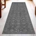 Washable Runner Rug 2.5x10 | Non Slip Rug Runners for Hallways, Entryways, Kitchens, Bathrooms, Bedrooms | Ultra-Soft Flannel Carpet Runners with Rubber Backing (Dark Grey, 2.5x10)