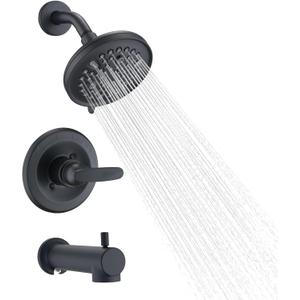 Replacement Faucet Shower Trim Kit for Delta 1300/1400 & 13/14 Series, Tub Shower Faucet Set, High Pressure 9-Setting Rain Shower Head - Matte Black (Valve/Cartridge Not Included)