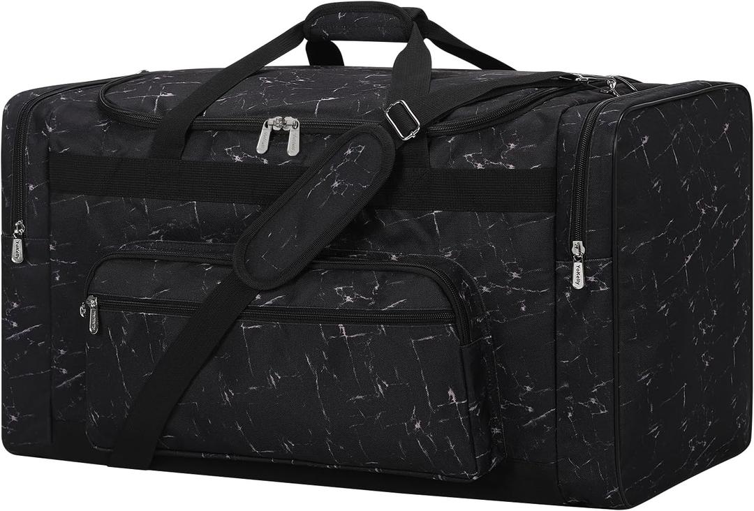 75L Large Duffle Bag for Men - 26 inch Duffel Bag Heavy Duty for Weekend Travel Sport Camping/Travel - Marble Black