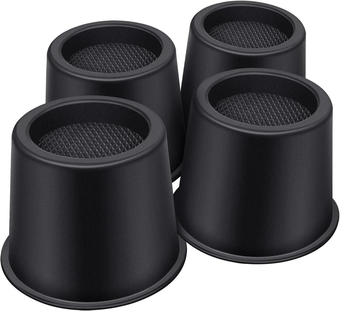 Bed Risers 4 Inch Heavy Duty, Round Furniture Risers for Bed Desk Table Sofa CouchBed Lifts Risers, Support up to 3300 Lbs(4 Pack Black)