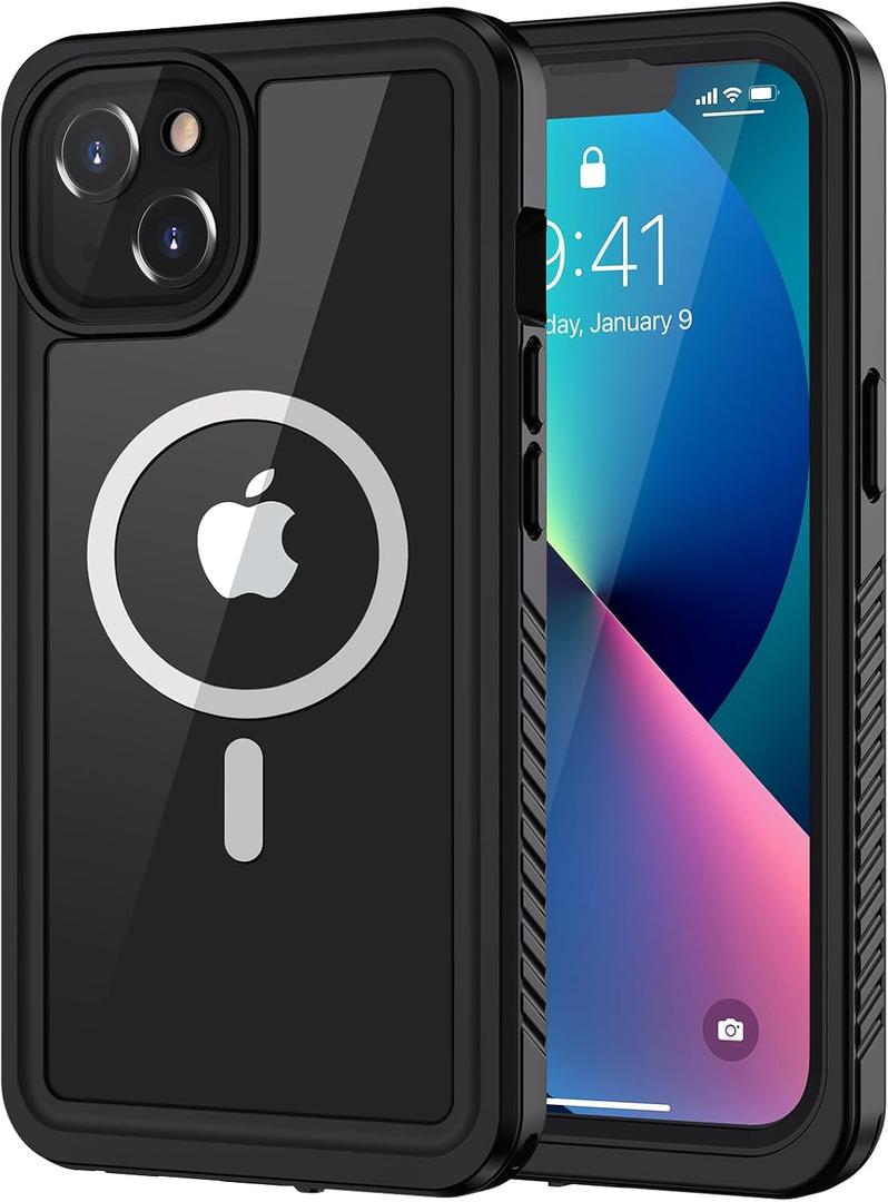 Lanhiem for iPhone 13 Magnetic Case, Waterproof Dustproof Shockproof Case with Built-in Screen Protector Compatible with Magsafe, Full Body Protective Cover for iPhone 13 6.1 inch -Black