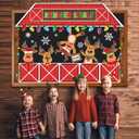 Winter Deer Bulletin Board Decorations Set Christmas Reindeer Stable Elk Cutouts Chalkboard Decor Xmas Bulb Paper Cutting with Borders for Door Wall School Classroom Winter Holiday Party Supplies