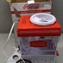 Nostalgia Coca-Cola Snow Cone Shaved Ice Machine - Coke Retro Table-Top Slushie Machine Makes 20 Icy Treats - Includes 2 Reusable Plastic Cups & Ice Scoop - White & Red