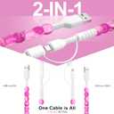 4 x SAMONPOW USB C Cable for iPhone Charger Cord 60W 2 in 1 Multi Fast Charging Cable 3.3FT Cute Beaded Phone Charger USB A to Type C/iOS Cord for iPhone 17 16 15 14 Pro Max/iPad A16/Galaxy S25 24 Pink (Red)