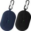 [2 Pack] easyBee Case Compatible with SoundPEATS PearlClip Pro Open-Ear Bluetooth Headphone Charging Cover with 2 Keychain, Soft Liquid Silicone Ultra Thin Shockproof Protective Kit - Black and Blue