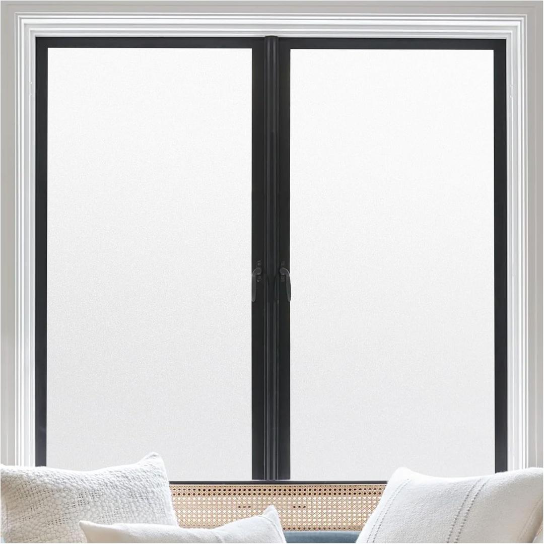 rabbitgoo Window Privacy Film, Frosted Glass Window Clings, Removable Static Cling Frosting, Anti-UV Glass Door Covering, Opaque Sticker for Home, Matte White, 17.5"x78.7"