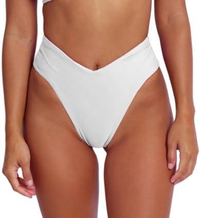 geluboao Women's Bikini Bottom Sexy V Cut High Cut Swimsuit High Waisted Bathing Suit Bottoms. Small