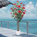 Artificial Camellia Tree 6FT – Nearly Natural Faux Plants Indoor, with Easy Assembly, Low Maintenance, Ideal for Both Indoor Decoration and Other Purposes，Perfect Porch Christmas Trees (Red 6ft)