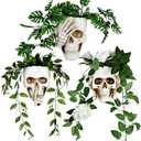 RimCereal 3 Pcs Skull Planter Skeleton Wall Hanging Planter Pot Gothic Spooky Head Face Flower Pot Garden Decor for Festival Party Indoor Outdoor Plants Home Garden Office Decorations(White)