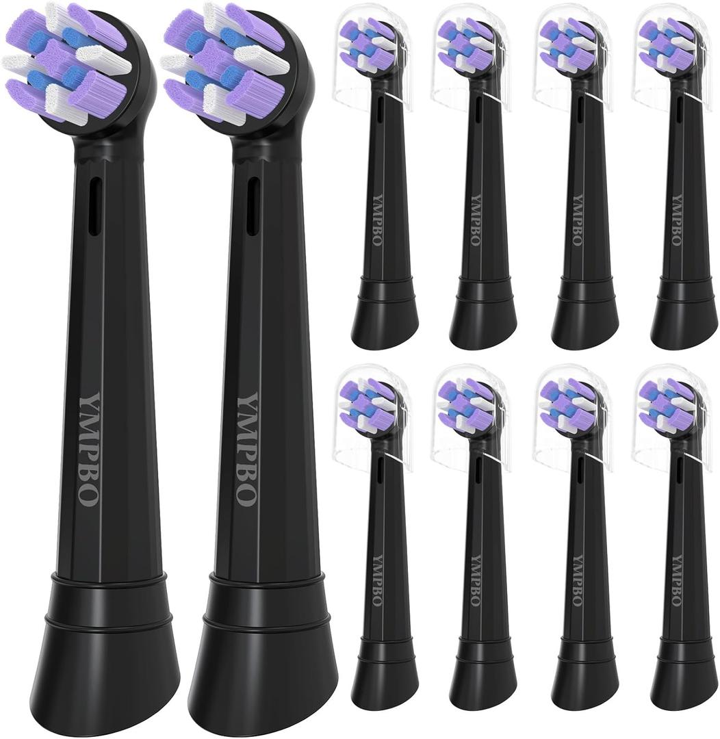 YMPBO Toothbrush Replacement Heads Compatible with Oral B iO 10 9 8 7 6 5 4 3 Series Electric Toothbrush, 10 Pack Brush Heads, Black