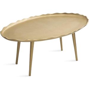 Kate and Laurel Alessia Modern Glam Oval Coffee Table, 34 x 20 x 15, Gold, Metal Living Room Table for Storage and Display with Antique Deckled Edge Detailing