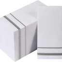 FOCUSLINE 200 Linen Feel Disposable Bathroom Napkins, Soft and Absorbent Paper Guest Towels, Cloth-Like Hand Towels Decorative Paper Napkins for Parties, Weddings, Dinners or Events, Silver, 12" x 17"