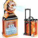 15L Bucket Portable Misting Fan, 30000mAh Rechargeable Battery Powered Oscillating Cooling Fan, 4 Strong Winds, Brushless Motor Outdoor Fans for Fishing, Travel, Garden, Golf, Tent
