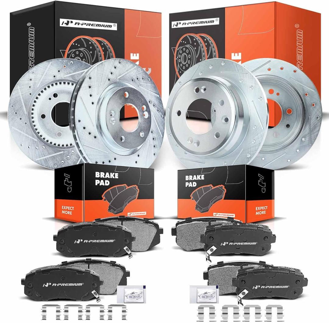 A-Premium Brake System Parts Compatible with Select Kia and Hyundai Models - Tucson 2013-2015, For Sportage 2012-2016, Set of 6