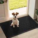 LEKEEPGO Door Mat Outside Entrance, Absorbent Indoor Outdoor Front Door Mats, Muddy Dirt Resist Outdoor Doormat, Non Slip Backing Low Profile Entryway Entry Floor Welcome Mat, 31.5"x47", Black