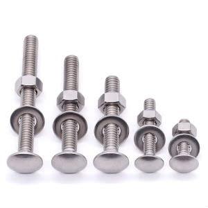 1/2-13 x 2-1/2" Stainless Steel Carriage Bolts with Hex Nuts and Flat Washers 304 Stainless Steel 18-8 Square Neck Bolts and Nuts Washers, Full Thread, Coarse Thread, 6 Sets