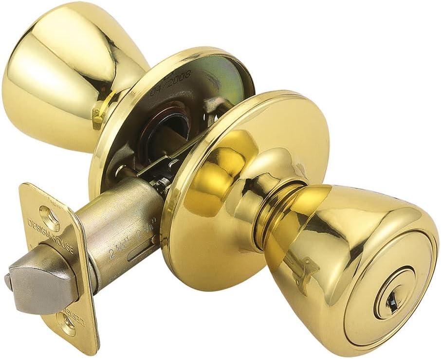 Design House 782755 Tulip Keyed Entry Door Knob Polished Brass
