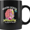 Panvola Mental Health Counselor Gifts Therapist Mug Novelty Inspirational Gift Idea Awareness Coffee Cup Black 11oz For Psychologist/Psychiatrist (11 oz)