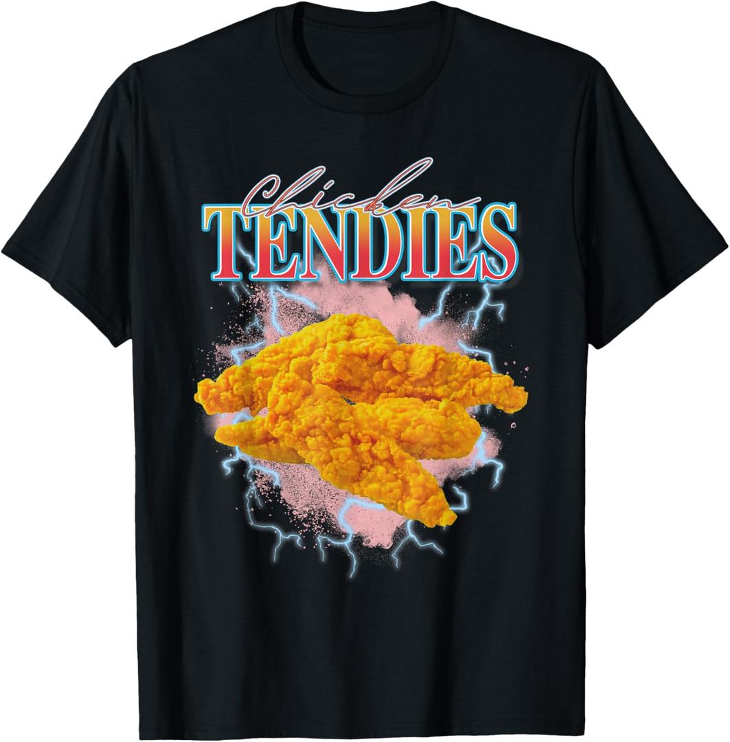 Chicken Tendies Heavy Metal World Tour Hardcore Music T-Shirt (Small, Black)