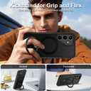 for Samsung Galaxy S25 FE Case,with Magnetic Invisible Stand [Military Drop Protection] [Compatible with MagSafe] Shockproof Slim Translucent Anti-Slip, Black Matte