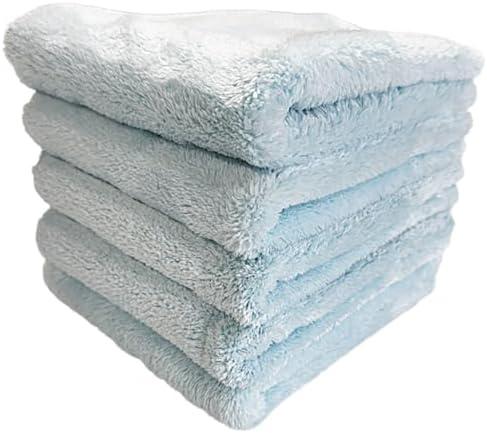 The House of Rags Freebird 600 Edgeless Microfiber Towels, for Quick Detailers, Waterless Wash, Spray Waxes for Touch Ups, 70/30 Premium Korean Microfiber,16x16 inches, 600 GSM, Light Blue, (5 Pack)