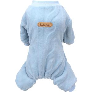 Dog Sweater Clothes Fleece Woolen Winter Warm Sweat Shirt 4 Legs Jumpsuit Pajamas Twist Print Sweater for Cat Blue L (Large (Back length: 10.6 inches))