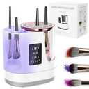 3 IN 1 Electric Makeup Brush Cleaner,Automatic Makeup Brush Cleaner with Makeup Brush Dryer,Portable USB Deep Cleaning for All Size Beauty Makeup Brush Set,Blush Brush (Grey)